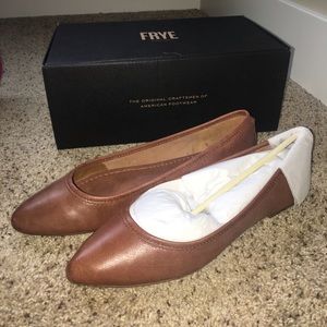 Brown leather ballet flats